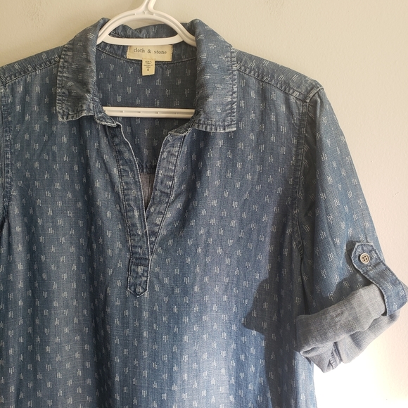 Anthropologie Cloth & Stone Chambray Shirt Dress - Picture 7 of 10